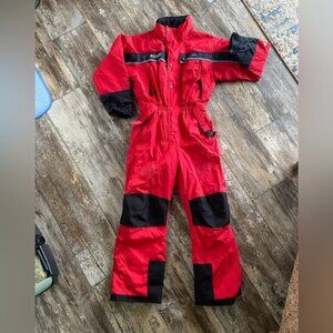 Columbia techtonite snow mobile / ski insulated suit red and black youth 10/12
